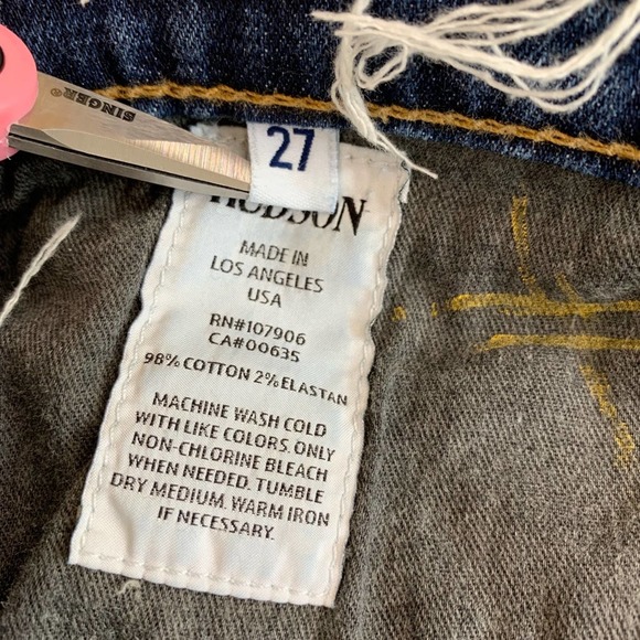 HUDSON Jeans Deconstructed Button Fly Denim Shorts - Picture 7 of 8